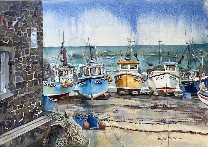 'The Little Yellow Boat’ Cadgwith Cove, by Jennifer Hudson