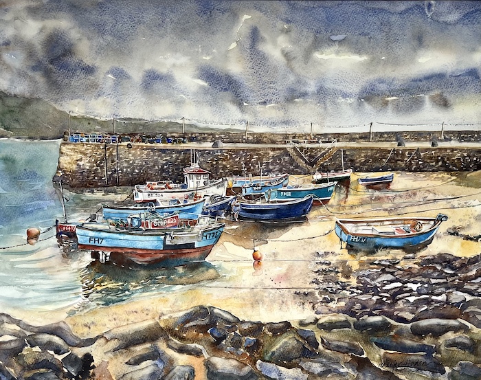 ‘All Ashore’ – Coverack Harbour by Jennifer Hudson