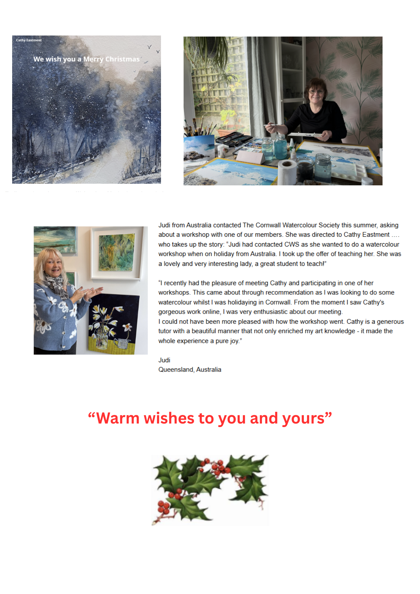 Cathy Eastment takes a workshop with a visitor from Australia