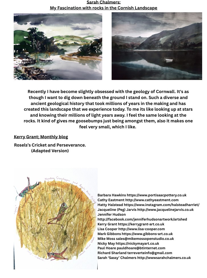 Sarah Chalmers 'Rocks in the Cornish landscape'.Kerry Grant monthly blog