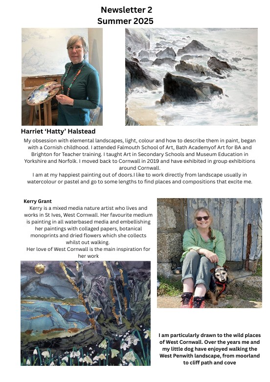 Newsletter 2 Harriet Halstead 'Elemental landscapes'.Kerry Grant 'Wild places of West Cornwall'